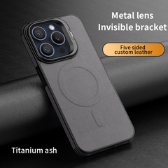 Hidden Bracket MagSafe  Leather Case for iPhone 16/15/14 Pro Max