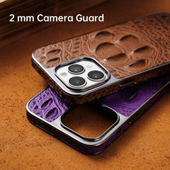 Premium Crocodile Grain Leather iPhone Case with Embossed Claw