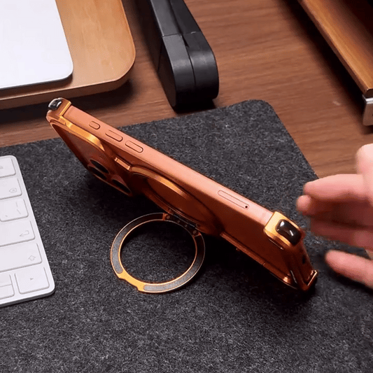 AIRKAS Metallic MagSafe iPhone Case with Rotating Stand & Drop Protection