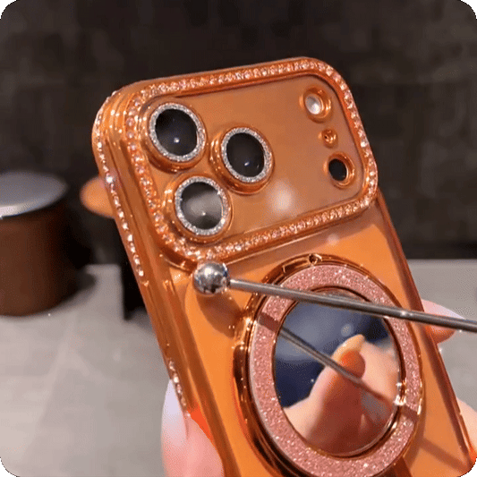 AIRKAS Gradient Diamond Glitter Mirror Stand Case for iPhone 17 / 16 Series
