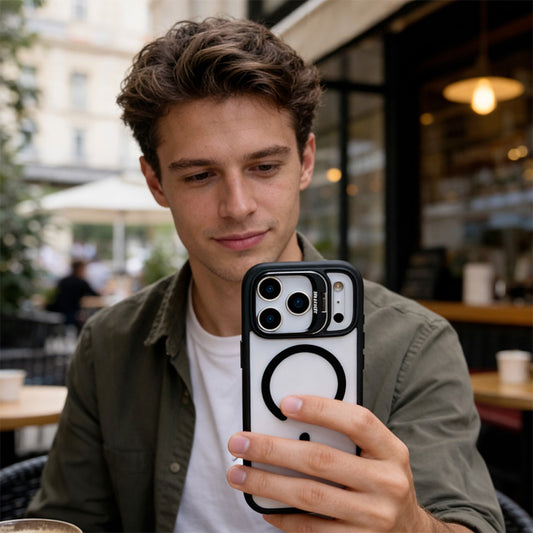 AIRKAS HD Clear Magnetic Shockproof Case for iPhone 17-14 Series Lens Holder