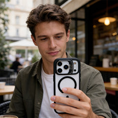 AIRKAS HD Clear Magnetic Shockproof Case for iPhone 17-14 Series Lens Holder