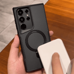 Samsung Premium Carbon Fiber Magnetic Stand Phone Case For S26 Ultra S25 Ultra