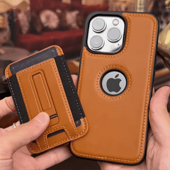 AIRKAS Premium Magnetic Leather Wallet Case For iPhone 14-17 with Detachable Stand