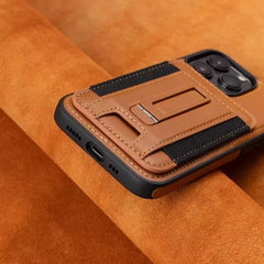 AIRKAS Premium Magnetic Leather Wallet Case For iPhone 14-17 with Detachable Stand