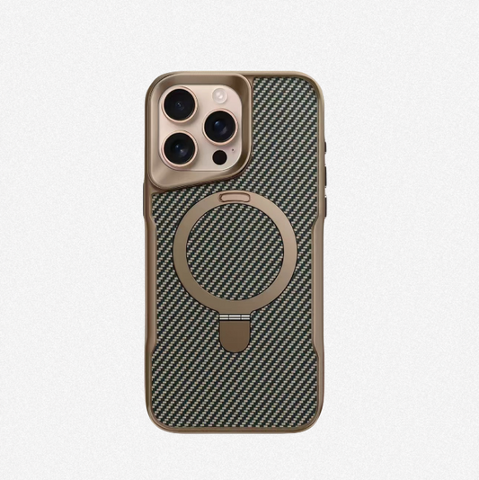 Carbon Fiber Pattern Magnetic Phone Case with Ring Stand