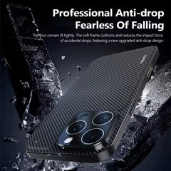 Carbon Fiber Pattern Magnetic Phone Case with Camera Protection For iPhone 16 / 15 / 14 Pro Max