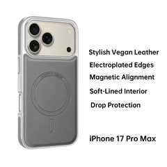 Magnetic Slim Vegan Leather Case | Electroplated Edge, MagSafe Ready