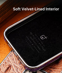Premium Crocodile Grain Leather iPhone Case with Embossed Claw