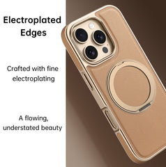 Magnetic Stand Vegan Leather Case | Electroplated Edge, MagSafe Ready