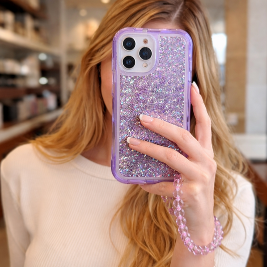 AIRKAS Bling Glitter iPhone Case with Crystal Wrist Strap – Shockproof Full Protection