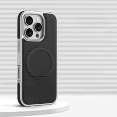 Magnetic Stand Vegan Leather Case | Electroplated Edge, MagSafe Ready