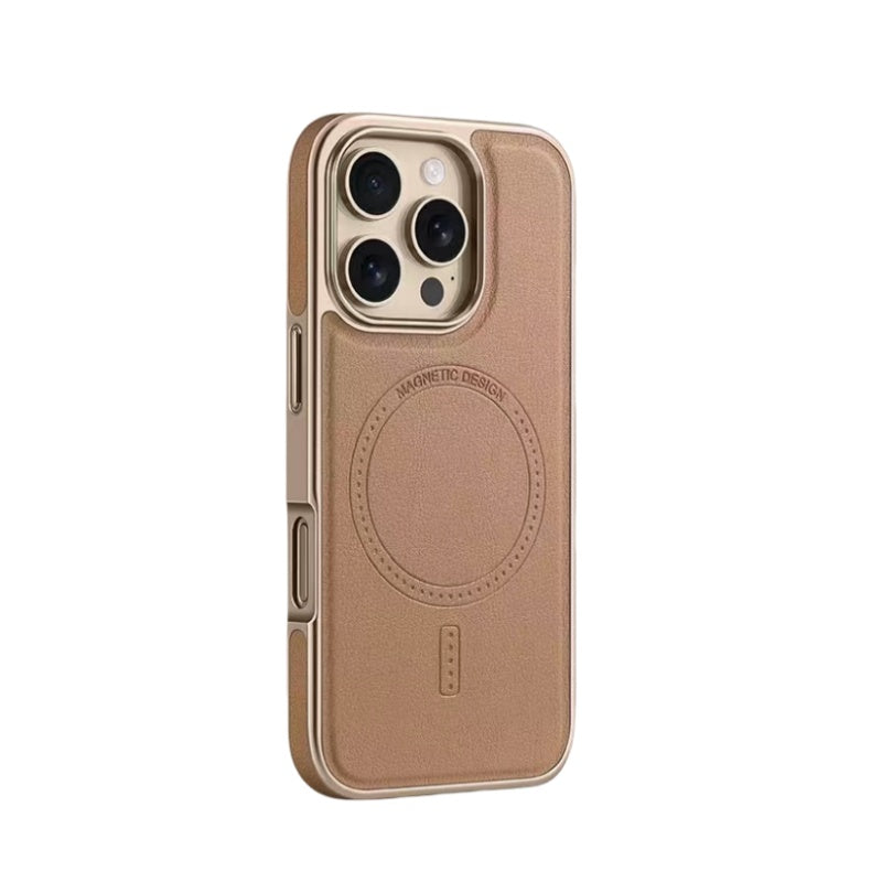 Magnetic Slim Vegan Leather Case | Electroplated Edge, MagSafe Ready