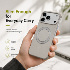 AIRKAS Minimalist Borderless Leather Magnetic Ring Holder Phone Case
