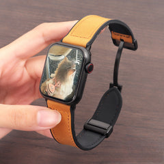 AIRKAS Genuine Leather Ultra Magnetic Band For iwatch Series 11/10/9/8