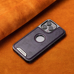 Luxury Leather Built-in MagSafe Case for iPhone (card holder unincluded）