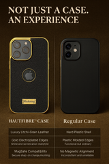 Genuine Litchi-Grain Real Leather MagSafe Case for iPhone 17/16/15/ Series