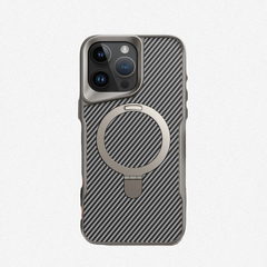 Carbon Fiber Pattern Magnetic Phone Case with Ring Stand