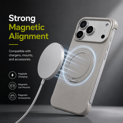 AIRKAS Minimalist Borderless Leather Magnetic Ring Holder Phone Case