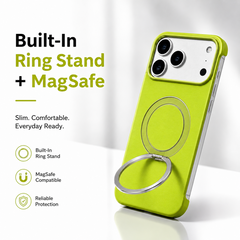 AIRKAS Minimalist Borderless Leather Magnetic Ring Holder Phone Case
