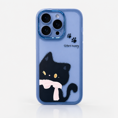Be Happy - Cute Black Cat Glitter Phone Case