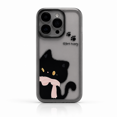Be Happy - Cute Black Cat Glitter Phone Case