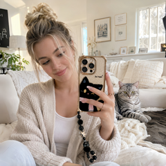 Be Happy - Cute Black Cat Glitter Phone Case