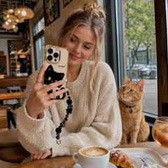 Be Happy - Cute Black Cat Glitter Phone Case