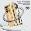 AIRKAS Luxury Leather Magnetic Bracket Shell Electroplated Phone Case For Galaxy Z Fold3/4/5/6/7 With Back Screen Glass