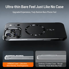 AIRKAS Magnetic Frameless Lens Stand Case for iPhone 15-17 Pro Max