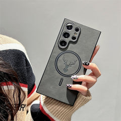 MagSafe Compatible Suede Leather Samsung Case with Strong Protection