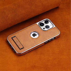 iPhone Leather Kickstand Case with Plated Edges