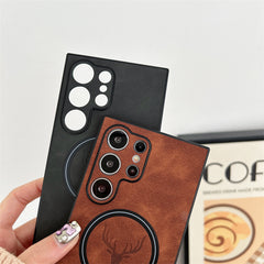 MagSafe Compatible Suede Leather Samsung Case with Strong Protection