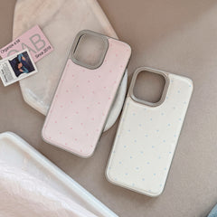 Korean Minimalist Polka Dot Leather iPhone Case