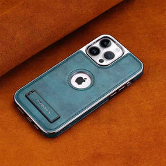 iPhone Leather Kickstand Case with Plated Edges
