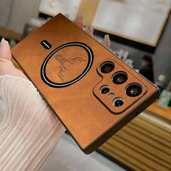 MagSafe Compatible Suede Leather Samsung Case with Strong Protection