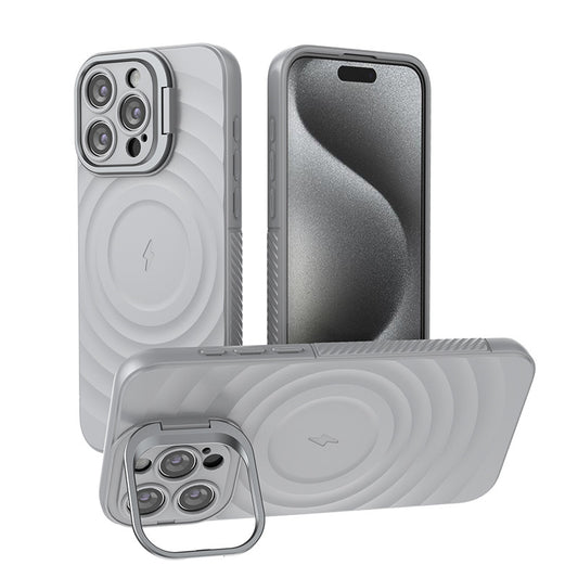 Solid Color Matte Wave Magnetic Phone Case for iPhone 16 Pro Max Anti-Fall Camera Lens Protective Cover