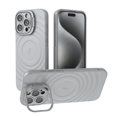 Solid Color Matte Wave Magnetic Phone Case for iPhone 16 Pro Max Anti-Fall Camera Lens Protective Cover