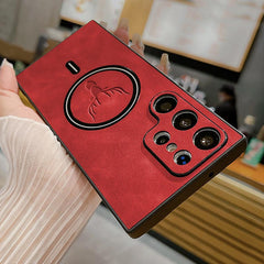 MagSafe Compatible Suede Leather Samsung Case with Strong Protection