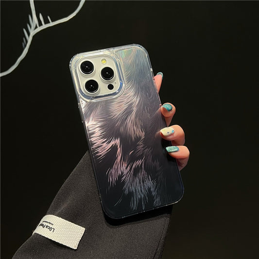 Silver Feather Shimmer Full Protection iPhone Case
