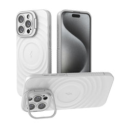 Solid Color Matte Wave Magnetic Phone Case for iPhone 16 Pro Max Anti-Fall Camera Lens Protective Cover