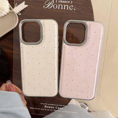 Korean Minimalist Polka Dot Leather iPhone Case
