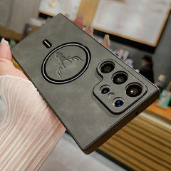 MagSafe Compatible Suede Leather Samsung Case with Strong Protection