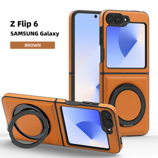 Rotating Magnetic Stand Shockproof Leather Cover Samsung Z Flip Case