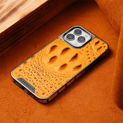 Premium Crocodile Grain Leather iPhone Case with Embossed Claw