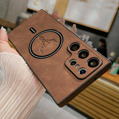 MagSafe Compatible Suede Leather Samsung Case with Strong Protection