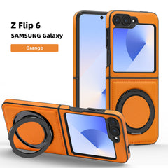 Rotating Magnetic Stand Shockproof Leather Cover Samsung Z Flip Case
