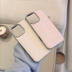 Korean Minimalist Polka Dot Leather iPhone Case