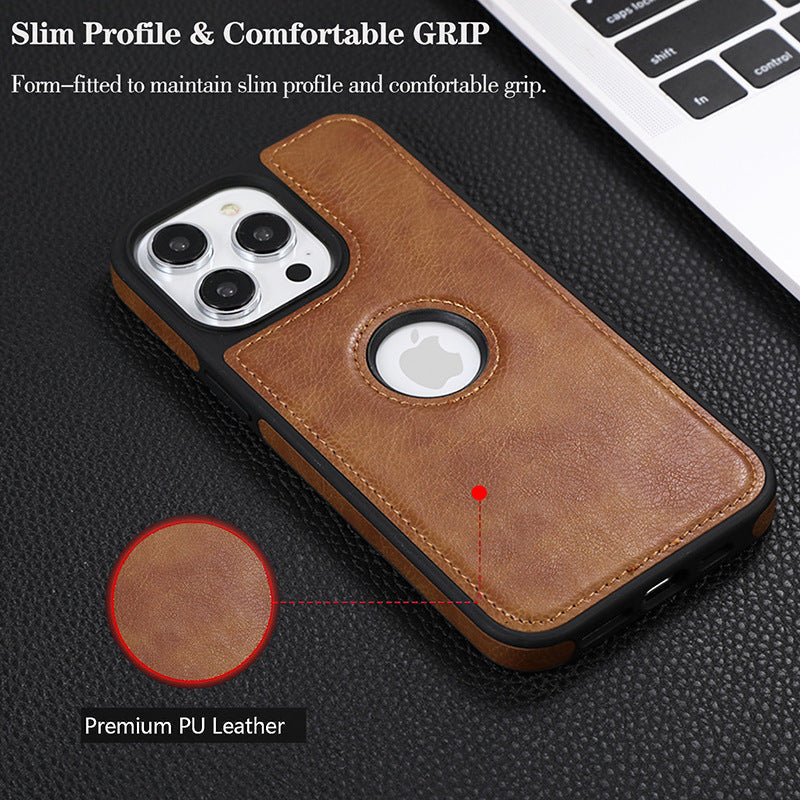 Executive Genuine Leather Hand-Stitched Full-Cover Case | iPhone 16 / 15 / 14 Pro Max