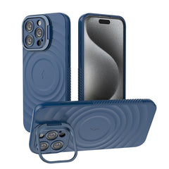 Solid Color Matte Wave Magnetic Phone Case for iPhone 16 Pro Max Anti-Fall Camera Lens Protective Cover
